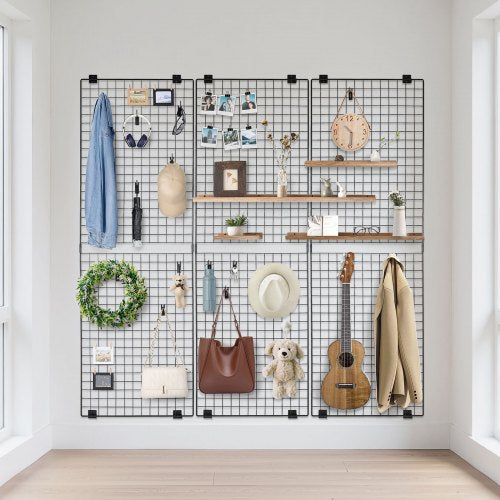 3 Packs Grid Wall Panels 2 x 6 ft Wire Grid Panels Display Rack
