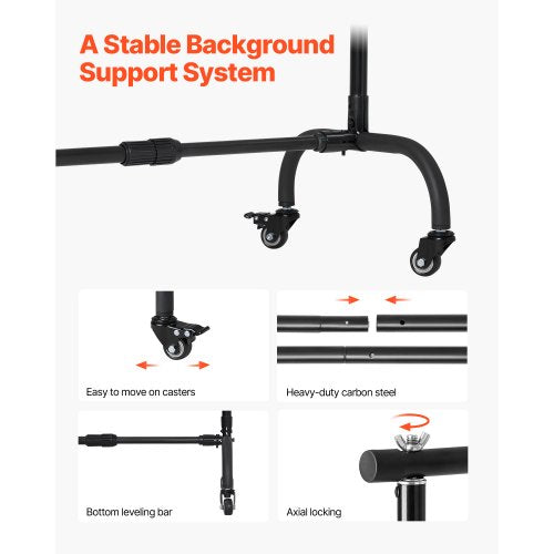 Backdrop Stand with Wheels 7 x 10 ft Adjustable Photo Backdrop Stand Kit