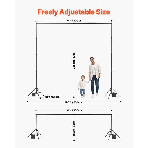 Backdrop Stand 10 x 10 ft Adjustable Photo Backdrop Stand Kit Portable
