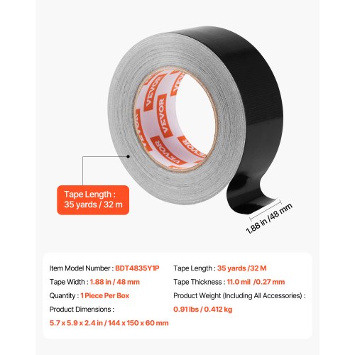 Duct Tape 188 in x 35 Yards 1Pack Waterproof and TemperatureResistant