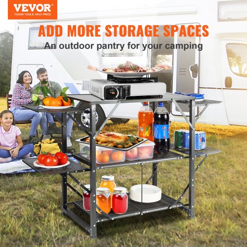 Camping Kitchen Table Onepiece Folding Portable Cook Station with A Carrying Bag