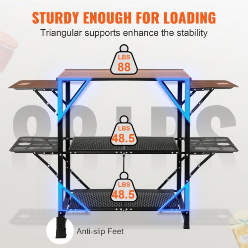 Camping Kitchen Table Onepiece Folding Portable Cook Station with A Carrying Bag