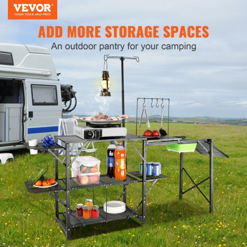 Camping Kitchen Table Onepiece Folding Portable Cook Station with A Carrying Bag