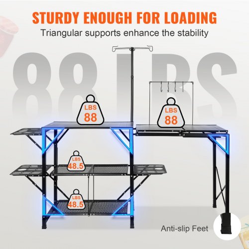 Camping Kitchen Table Onepiece Folding Portable Cook Station with A Carrying Bag