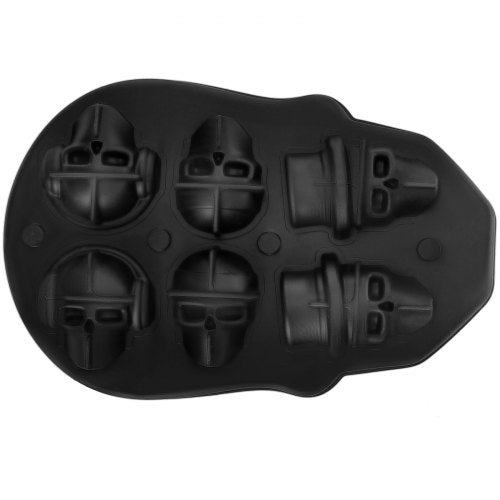 Skull Ice Cube Tray 6Grid Skull Ice Ball Maker Flexible Black Silicone