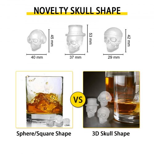 Skull Ice Cube Tray 6Grid Skull Ice Ball Maker Flexible Black Silicone