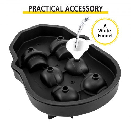 Skull Ice Cube Tray 6Grid Skull Ice Ball Maker Flexible Black Silicone