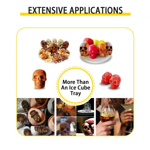 Skull Ice Cube Tray 6Grid Skull Ice Ball Maker Flexible Black Silicone