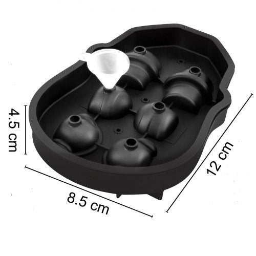 Skull Ice Cube Tray 6Grid Skull Ice Ball Maker Flexible Black Silicone