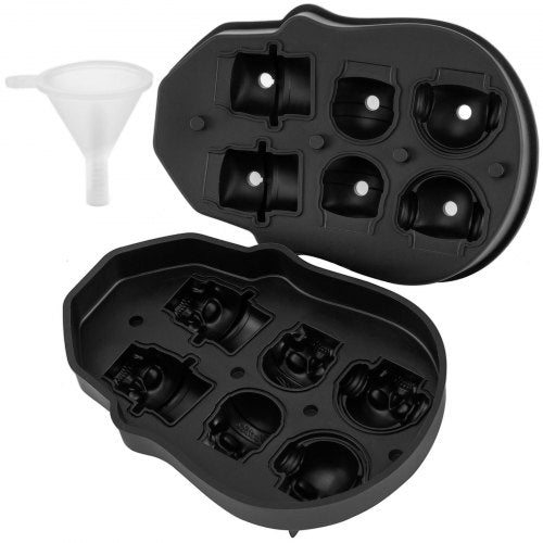 Skull Ice Cube Tray 6Grid Skull Ice Ball Maker Flexible Black Silicone
