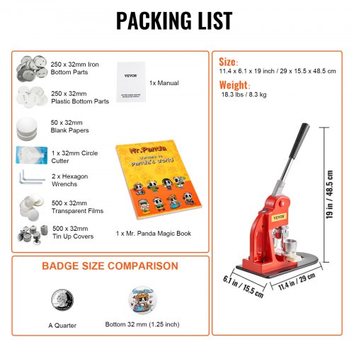 Button Maker Machine 32 mm /1.25 inch Badge Punch Press Kit Children DIY