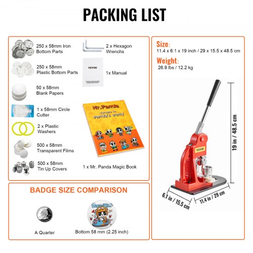 Button Maker Machine 58 mm 225 inch Badge Punch Press Kit Children DIY