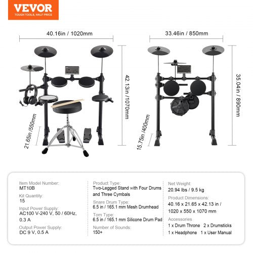 Electric Drum Set Electronic Drum Kit 150 Sounds for Beginners Adults – 100 V