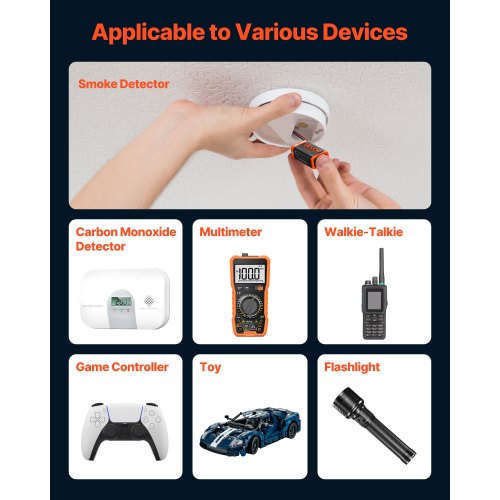 9V Alkaline Batteries 12Pack 9 Volt Square Battery for Smoke Detector