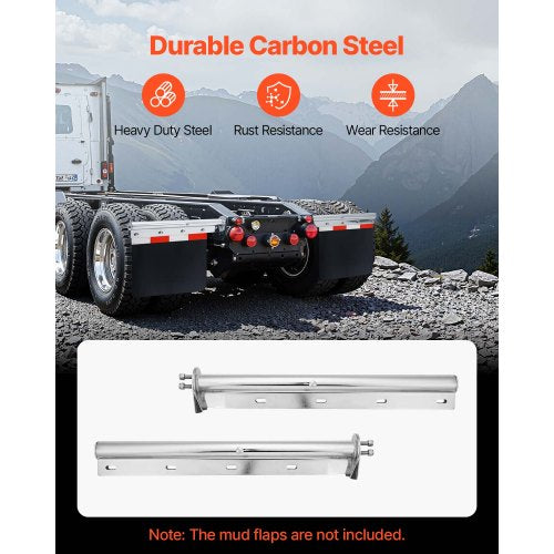 Chrome Straight Spring Loaded Mud Flap Hangers 118 Bolt Spacing Mudflap