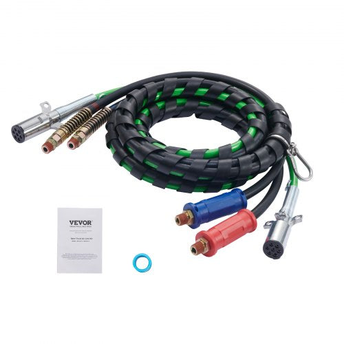 15FT Semi Truck Air Lines Kit 3in1 Air Hoses ABS Power Line for Semi