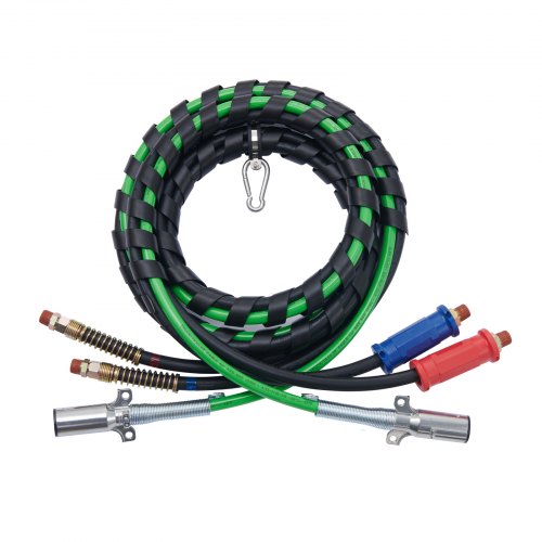 15FT Semi Truck Air Lines Kit with 2PCS Glad Hands 3in1 Air Hoses 7 Way