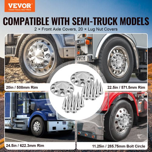 Front Axle Wheel Covers Spiked Axle Cover for Semi Truck ABS Electroplate