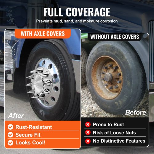 Front Axle Wheel Covers Spiked Axle Cover for Semi Truck ABS Electroplate