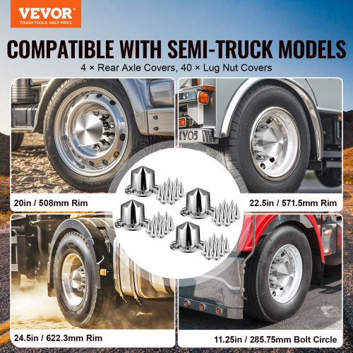 Rear Axle Wheel Covers Spiked Axle Cover for Semi Truck ABS Electroplate