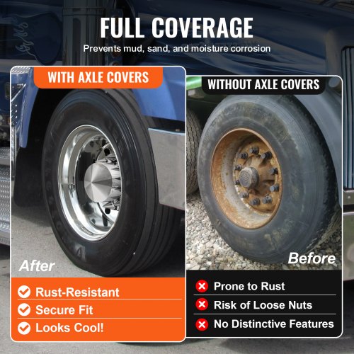 Rear Axle Wheel Covers Spiked Axle Cover for Semi Truck ABS Electroplate