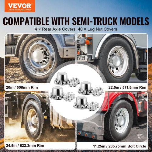 Rear Axle Wheel Covers Dome Axle Cover for Semi Truck ABS Electroplate