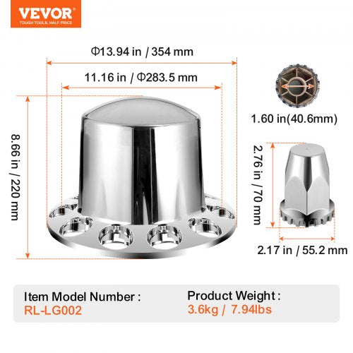 Rear Axle Wheel Covers Dome Axle Cover for Semi Truck ABS Electroplate
