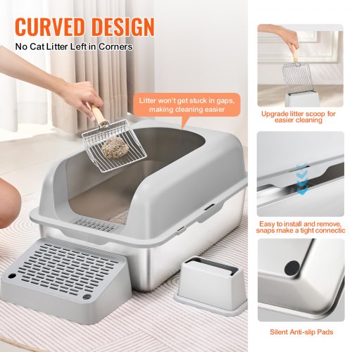 Cat Litter Box 6 inches Deep XL Extra Large Stainless Steel Cat Litter Box