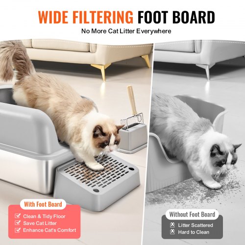 Cat Litter Box 6 inches Deep XL Extra Large Stainless Steel Cat Litter Box