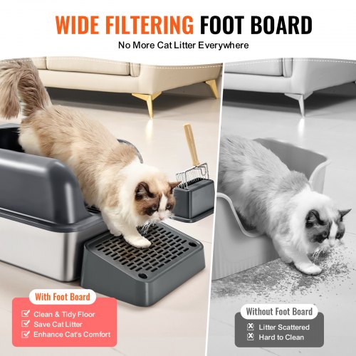 Cat Litter Box 6 inches Deep XL Extra Large Stainless Steel Cat Litter Box
