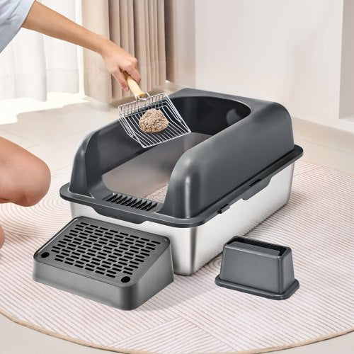 Cat Litter Box 6 inches Deep XL Extra Large Stainless Steel Cat Litter Box