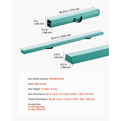 8FT Folding Balance Beam for Kids 200LBS Stable Support Gymnastics Floor