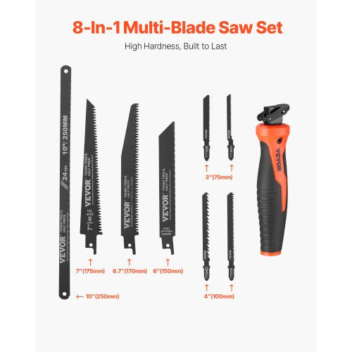 Jab Saw 6 in Keyhole Saw with Soft Grip Handle 8In1 MultiBlades Drywall