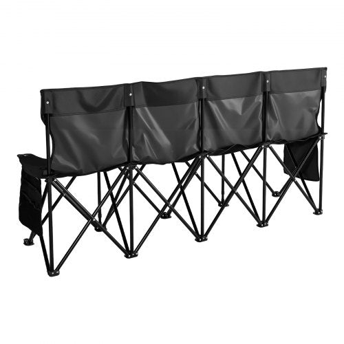 Portable Folding Bench 4 Seat Foldable Soccer Bench with Side Pockets