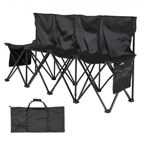 Portable Folding Bench 4 Seat Foldable Soccer Bench with Side Pockets