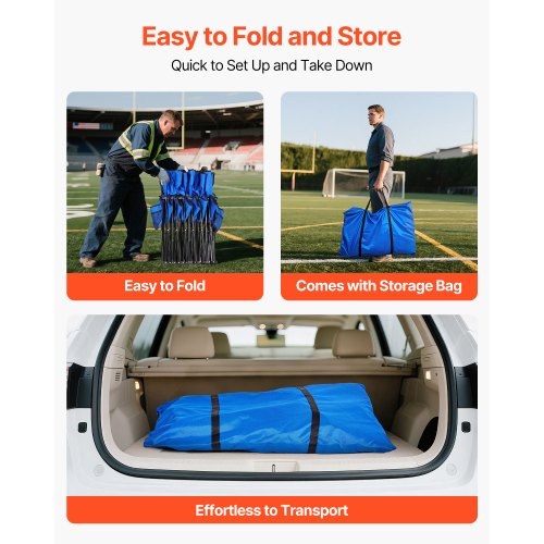 Portable Folding Bench 6 Seat Foldable Soccer Bench with Side Pockets