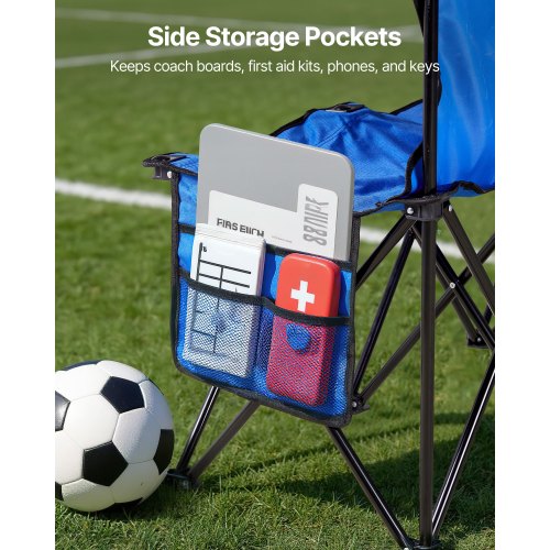 Portable Folding Bench 6 Seat Foldable Soccer Bench with Side Pockets