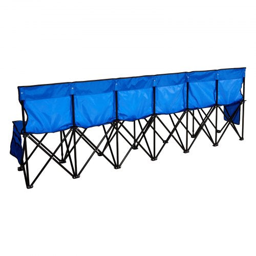 Portable Folding Bench 6 Seat Foldable Soccer Bench with Side Pockets