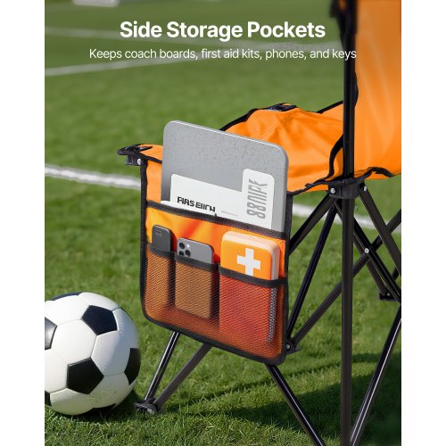 Portable Folding Bench 6 Seat Foldable Soccer Bench with Side Pockets