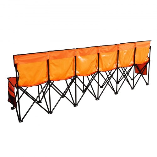 Portable Folding Bench 6 Seat Foldable Soccer Bench with Side Pockets