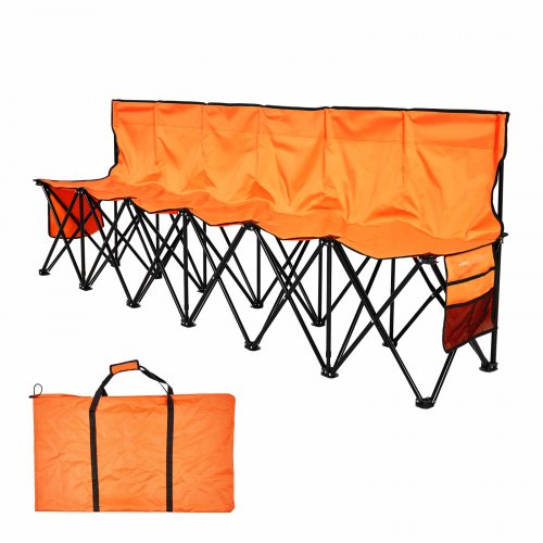 Portable Folding Bench 6 Seat Foldable Soccer Bench with Side Pockets