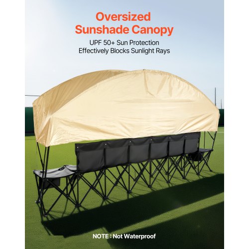 Portable Folding Bench 6 Seat Soccer Bench with Storage Pockets Cup Holders