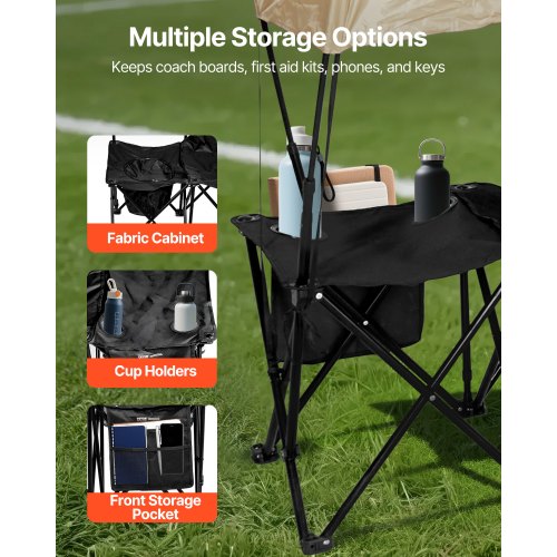 Portable Folding Bench 6 Seat Soccer Bench with Storage Pockets Cup Holders