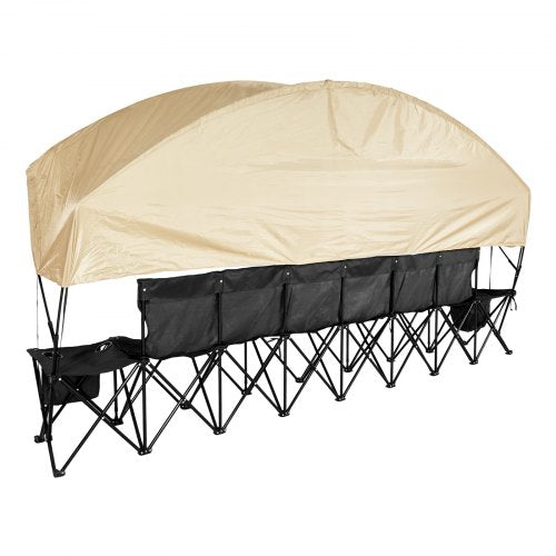 Portable Folding Bench 6 Seat Soccer Bench with Storage Pockets Cup Holders