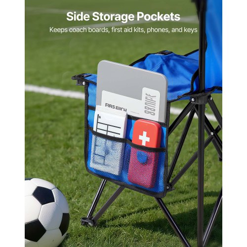 Portable Folding Bench 8 Seat Foldable Soccer Bench with Side Pockets