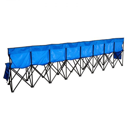 Portable Folding Bench 8 Seat Foldable Soccer Bench with Side Pockets