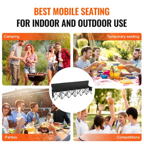Portable Folding Bench 6 Seat Foldable Soccer Bench with Side Pockets
