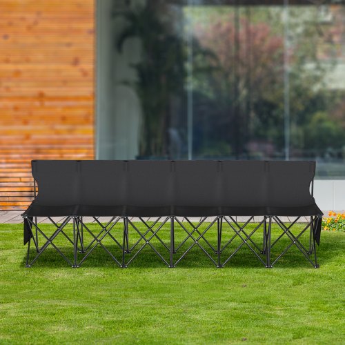 Portable Folding Bench 6 Seat Foldable Soccer Bench with Side Pockets