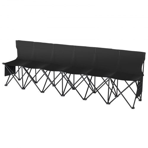 Portable Folding Bench 6 Seat Foldable Soccer Bench with Side Pockets