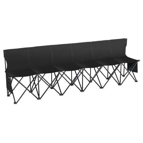 Portable Folding Bench 6 Seat Foldable Soccer Bench with Side Pockets